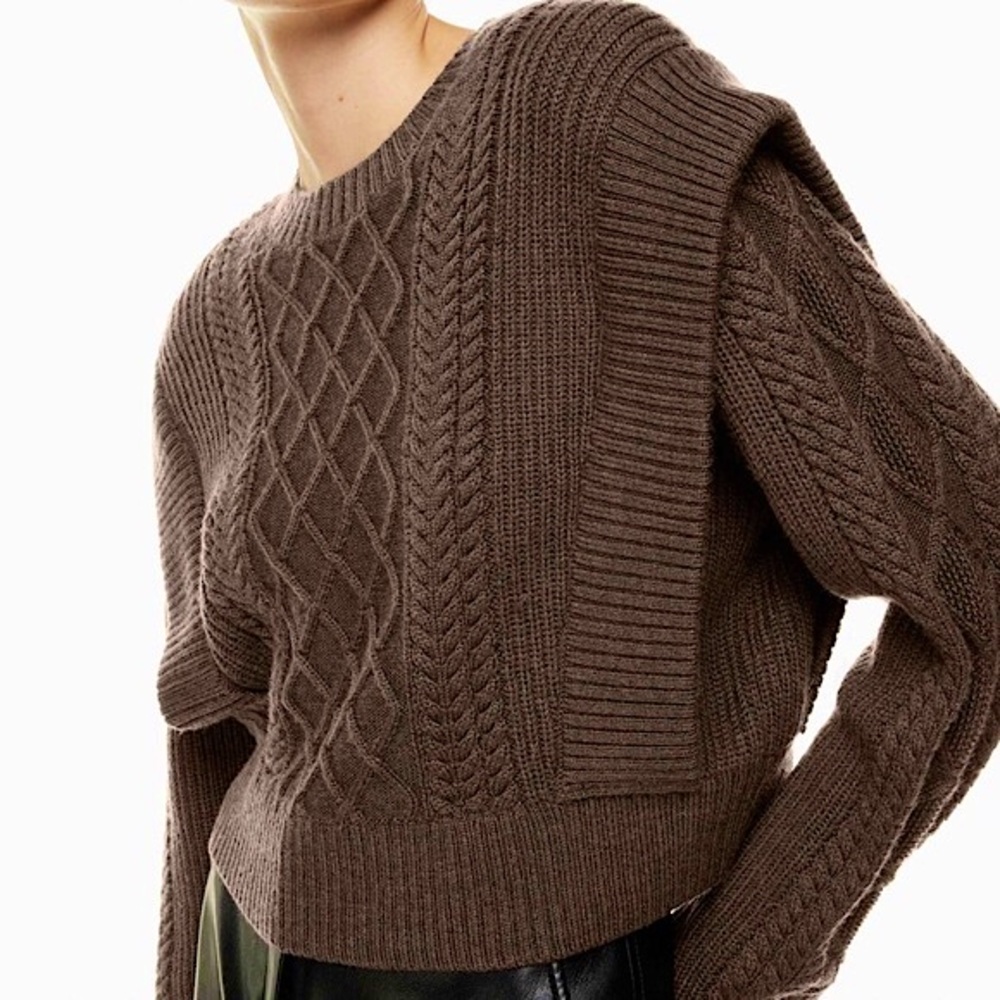 Babaton Brown Cable Knit Sweater